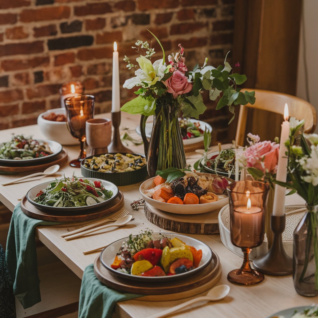 vegan dinner party table