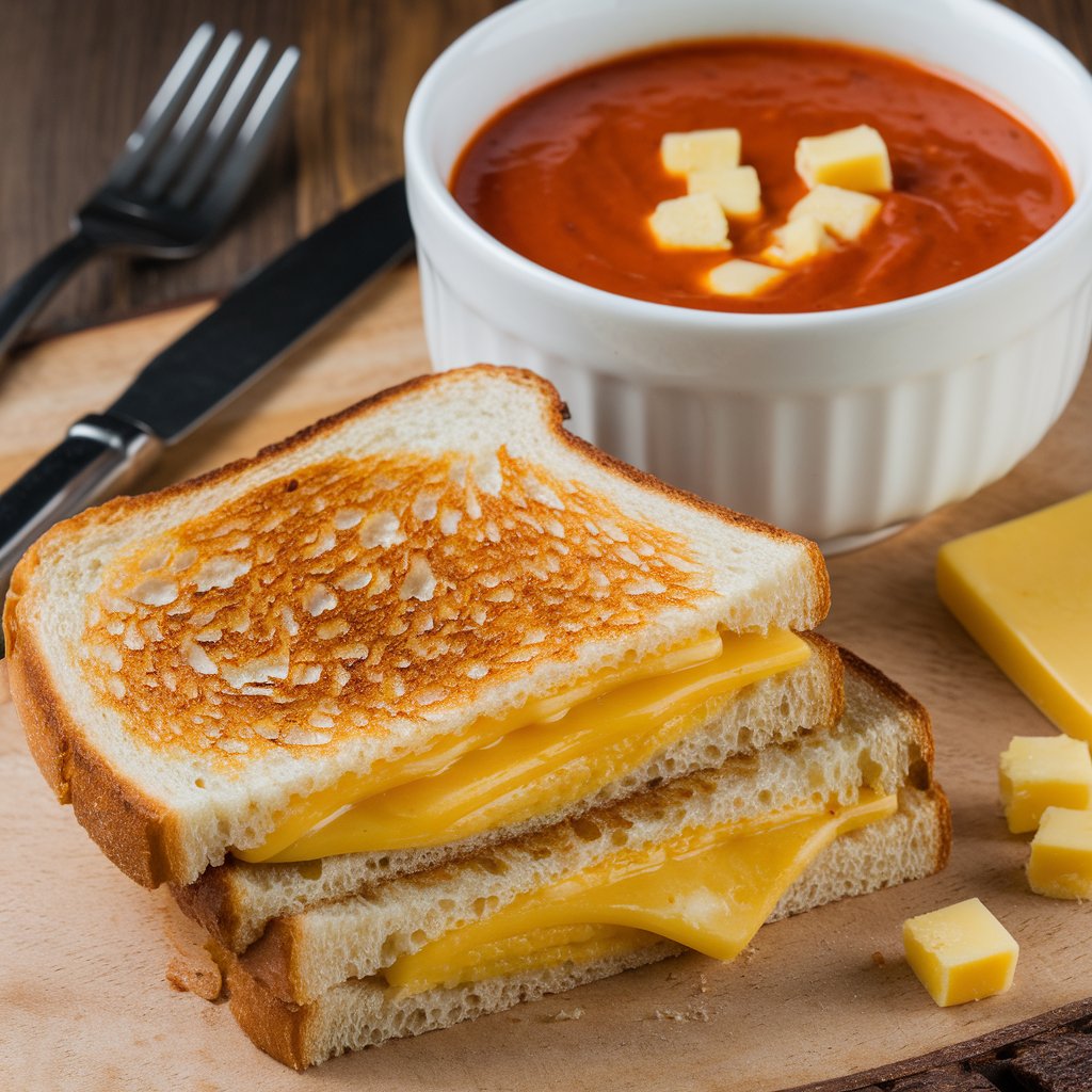 baked cheese and soup on a table as a quick dinner idea